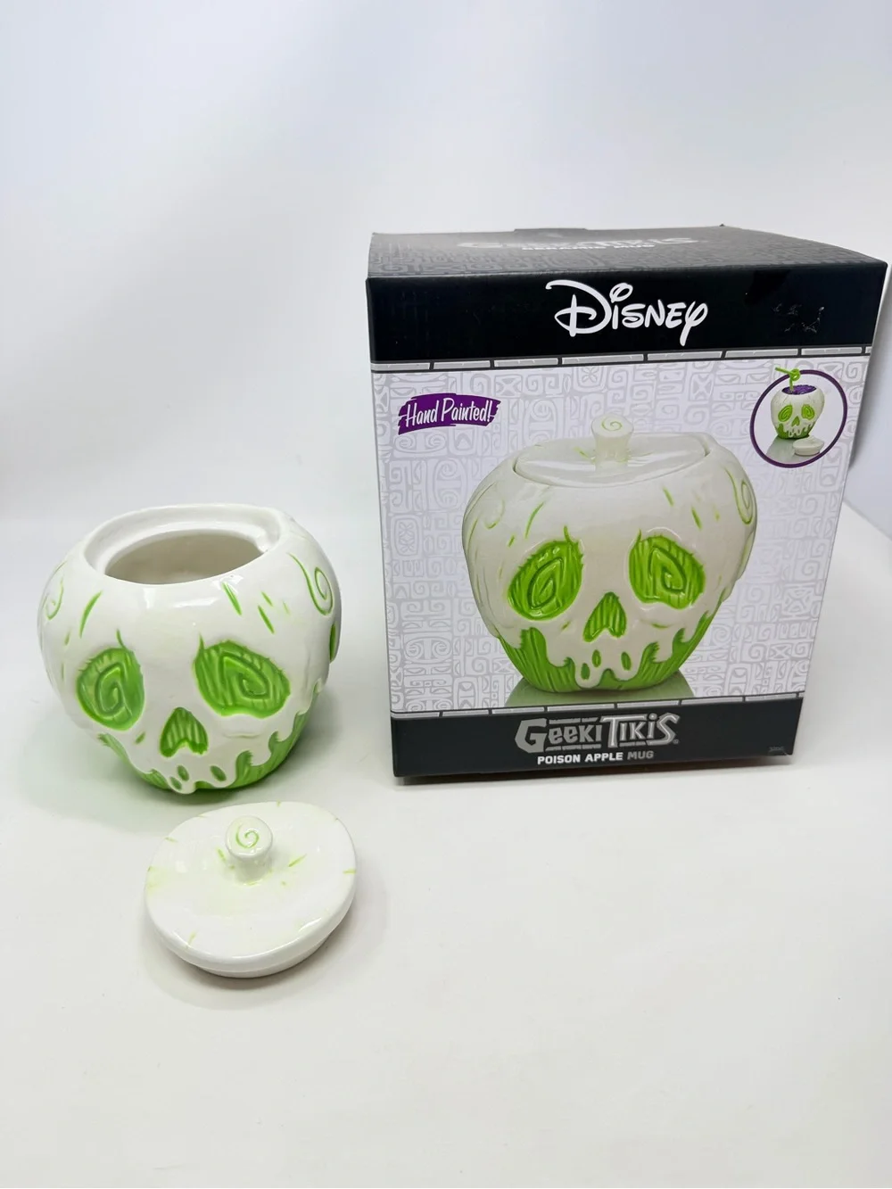Disney Geeki Tikis White & Green Poison Apple Ceramic Mug with Lid